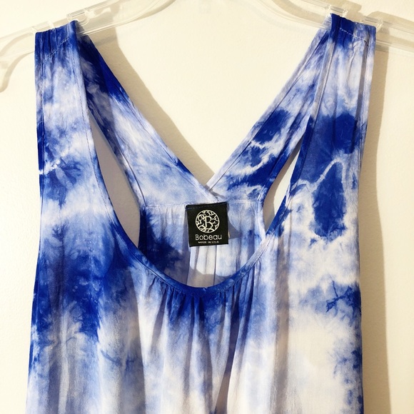 Bobeau Tie Dye Racer Back Tank in Blue White Sz M - Picture 5 of 8
